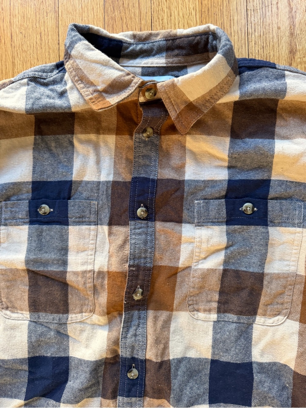 Sonoma Brown & Navy Plaid Button-Down Shirt